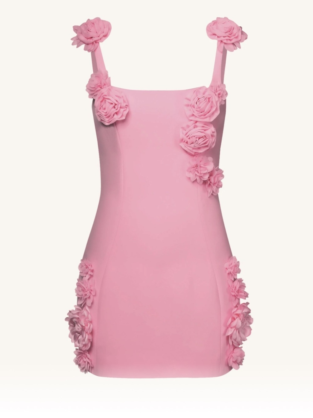 JW PEI Elaina Pink 3D Rosette Appliqué Mini Dress-NWT